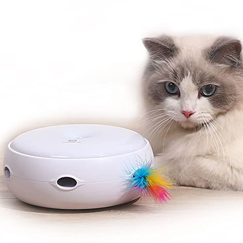 Juguetes para Gatos Automatico con 2 Plumas Desmontables Cat Toys 3 Modos Juegos para Gatos Interactivos Mantén ágil Satisface el Instinto de Caza Agrega Diversión