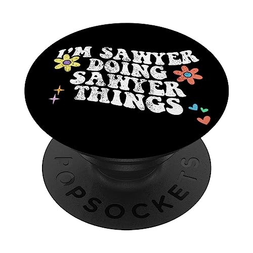 Retro Groovy, soy SAWYER haciendo cosas divertidas de SAWYER para el Día de la Madre PopSockets PopGrip Intercambiable