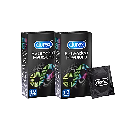 24 preservativos Durex Extended Pleasure (2 paquetes de 12 preservativos).