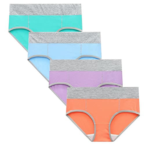Zhiyao Panties - Juego de 4 bragas de cintura alta para mujer, de algodón, c, 5X-Large