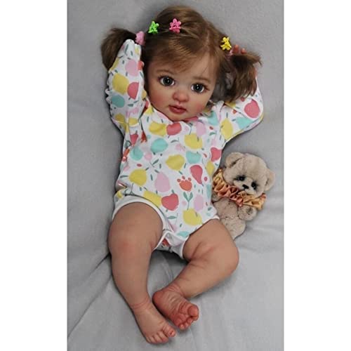 PLIENG 40CM Reborn Bebé Muñecas 16 Pulgadas Natural Reborn Niño Pequeño Ojos Grandes Chica Muñeca Cuerpo Suave con Accesorios de Juguete para Coleccionables de Arte Navidad Cumpleaños Regalo