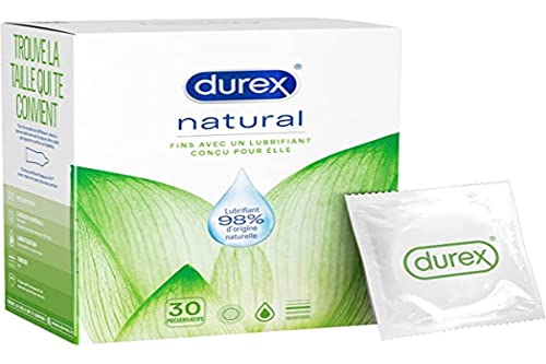 Durex Preservativos Natural - 30 preservativos finos y lubricados a base de agua