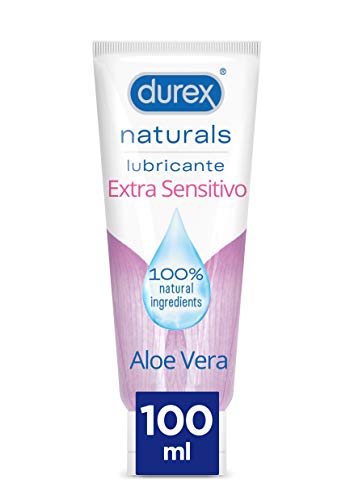 Durex Naturals Extra Sensitivo Lubricante Base Agua, Aloe Vera, 100% Natural sin Fragancia, Colorantes ni Agentes Irritantes - 100 ml