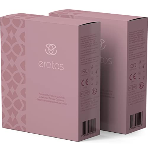 ERATOS - Preservativo femenino - Con Rosquilla Patentada - Látex Natural Inodoro - Lubrificante a base de agua - Marcado CE - Paquete de 2 Condones