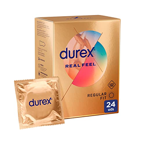 Durex Preservativos Real Feel, Sensación Piel con Piel, Sin látex, 24 condones