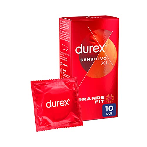 Durex Preservativos Sensitivo XL, Fino para Mayor Sensibilidad, 10 condones XL