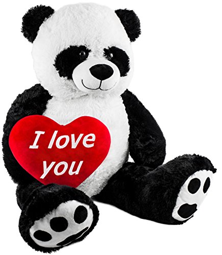 BRUBAKER Peluche Gigante XXL - Oso Panda - 100 cm - Corazón de Felpa 'I Love You' Incluido