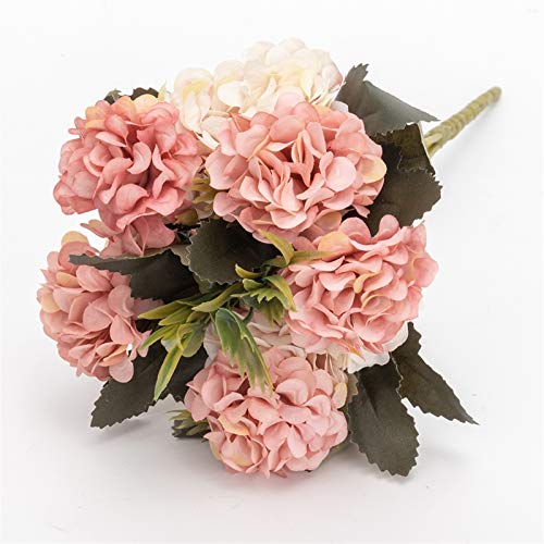 Flor Preservada Hortensias de Seda Flores Artificiales Flores de Boda Blancas Pequeño Ramo Flower Flower Party Home for Decoration Pink Flor Artificial (Color : Pink, Size : 2 Pcs)