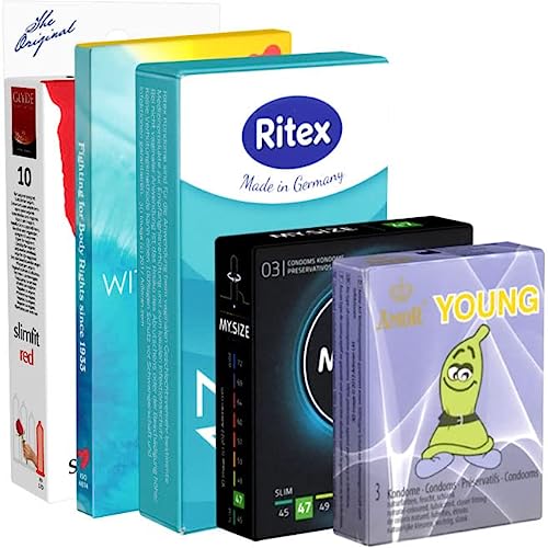 kondomotheke® Special Tight Pack A5 – 5 x Condones, ancho 47-49mm (Amor, Glyde, My.Size, RFSU, Ritex)