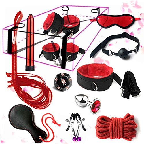 12 piezas Juego de cama alternativo C0uples Spread, nailon rojo y negro para principiantes, King Playset