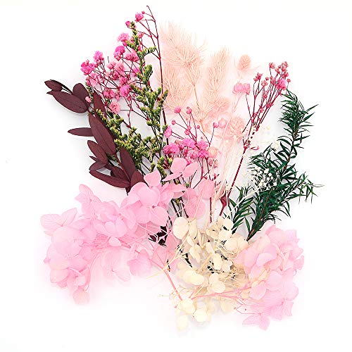 Shiwaki Flores Artificiales Simulación Caja de Flores Planta de Flor Seca preservada DIY Vela Resina Fabricación de Joyas Artesanía Decoración Ducha Decoraciones para el hogar - Pink Love