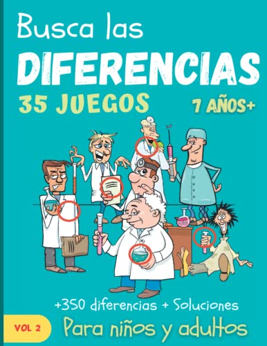 Busca las diferencias para niños y adultos: 35 juegos a todo color, más de 350 diferencias + soluciones - idea del regalo.