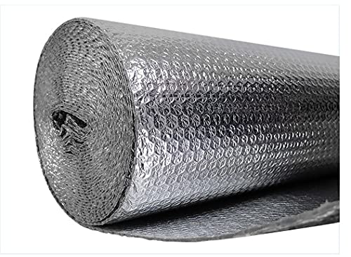 SRIMU Lámina de burbujas, barrera de vapor y membrana de lámina de aluminio de aislamiento térmico impermeable, for usar con loft, piso, pared, casa rodante, bote y cobertizo ( Size : 1x25m/3.2x82ft )