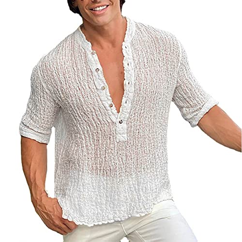 Camiseta informal y cómoda de TopStreet para hombre, casual y a juego, Blanco, M