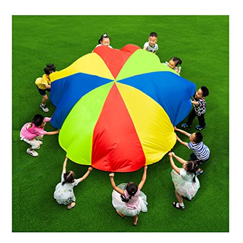 Paracaídas Arcoiris Rainbow Parachute For Niños Adultos, 6.56-39.37ft Garden Al Aire Libre Césped Partido Familia Juegos Familiares Trabajo En Equipo Tienda De Campaña Juegos (Size : 9m/29.52ft)