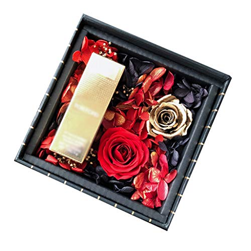 Preserved Rose Caja de regalo de flores conservadas de lujo ligero conservado Real Rose aniversario novio novia Festival regalo puede poner anillo de lápiz labial Rosa Eterna para mujer ( Color : Rot
