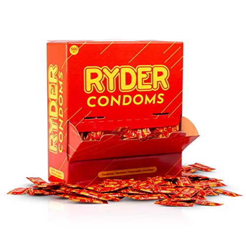 RYDER Preservativos - Paquete de 500 - Condones de tamaño normal en una caja a granel práctica; Tetina con un lubricante para una penetración suave.