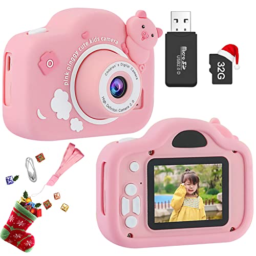 Tishow Cámara Fotos Infantil, con Tarjeta de Memoria Micro SD 32GB,1080P HD Video, Juguetes niños 3-10 años, Regalos de Cumpleaños
