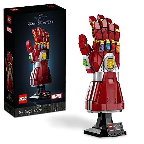 LEGO 76223 Marvel Nanoguantelete, Maqueta de Iron Man para Construir, 6 Gemas del Infinito, Película Vengadores: Endgame, Set de Construcción para Adultos, Artículo de Colección (Exclusivo de Amazon)