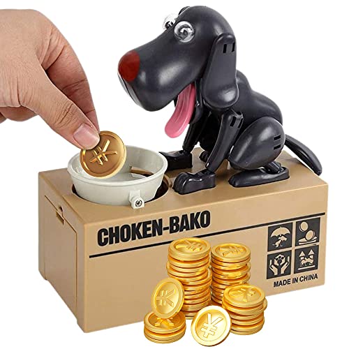 Lotvic Hucha Perro Come Monedas, Huchas Electrónica Infantil, Hucha de Juguete de Perro Hambriento Comiendo, Huchas Infantiles, Regalo para niños y Adultos