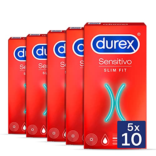 Durex Pack Preservativos Sensitivo Suave para Mayor Sensibilidad Talla pequeña - 5x10 condones (Formato Ahorro)