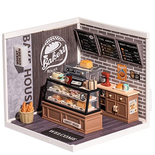Rolife Tienda de panadería, minicasa, modelo en miniatura, rompecabezas 3D para adultos, decoración de escritorio, idea de regalo para mujeres (DW005)