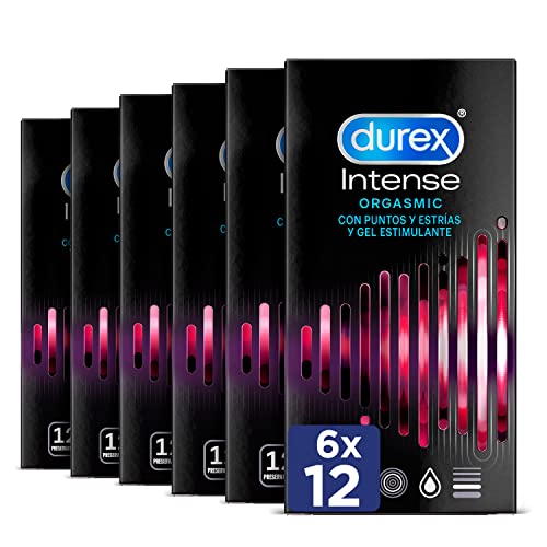Durex Preservativos Intense con Puntos y Estrías y gel estimulante - 6x12 condones