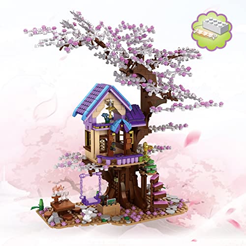 NEWRICE Flor de Sakura Casa en el árbol Juguetes de construcción,casa del Bosque Juego de Bloques de construcción para niños y niñas Mayores de 8 años,Adultos (1008 Piezas)