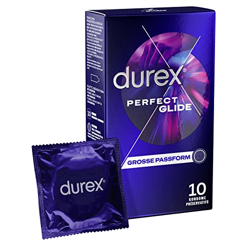 Durex Perfect Glide - Preservativos extra húmedos, más suaves, con grosor de pared más grueso, ideal para el sexo anal, 1 x 10 unidades