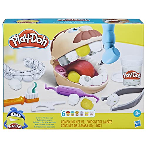 Play-Doh Juguete El Dentista Bromista Niños a Partir 3 años con 8 Botes, No Tóxico, Colores Surtidos