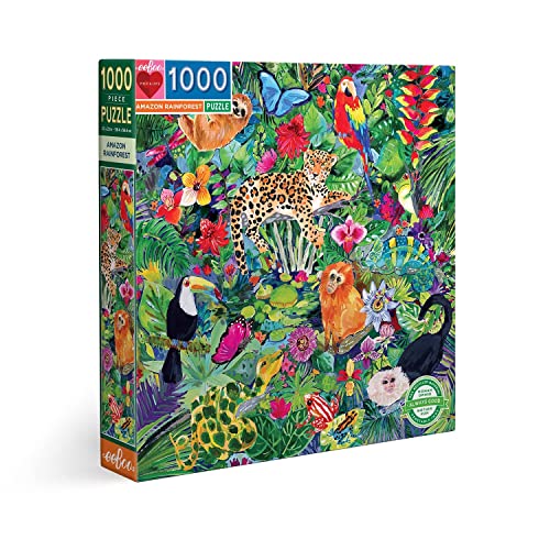 eeBoo Amazon Rainforest 1000 Piezas Puzzle de cartón Reciclado para Adulto, puzle sobre el Bosque amazónico, Multicolor (0689196510502)
