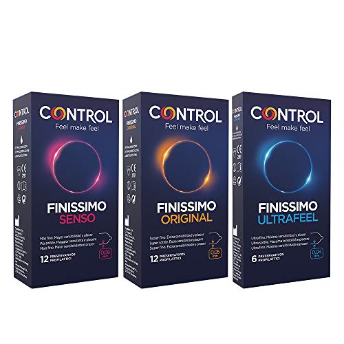 Control Sensibilidad Pack de Preservativos: Finissimo Senso and Finissimo Original and Finissimo Ultrafeel, 30 Condones, Pack de 3 Cajas
