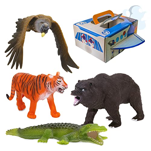 MUNDI COLLECTIONS Juguetes para niños Mayores de 3 Años Pack 4 Figuras de Animales Selva y Sabana Africana