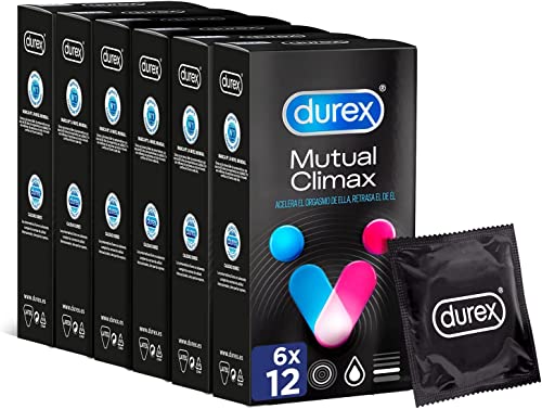 Durex Mutual Climax Preservativos Con Puntos Y Estrías Para Ella Y Efecto Retardante Eyaculación para Él (6 x 12)