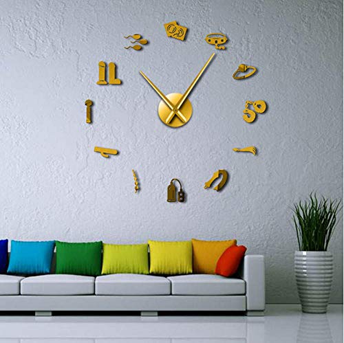 mazhant Tienda Sexual Vector DIY Reloj De Pared Gigante Erótico Arte De Pared Íntimo Juegos De Papel Obra De Arte Reloj Moderno Reloj De Pared Hogar Salón 37inch