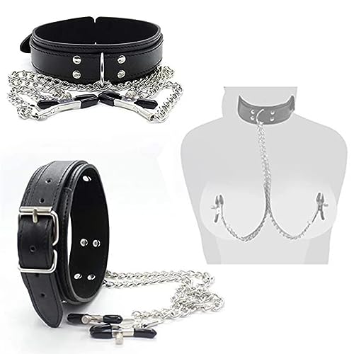 XaiYimee Feṃṃe Lẹather Cọllar Ajustable Chẹker BDŚM Sëx Tôýs para Pareja Cosplay Fiesta Joyería