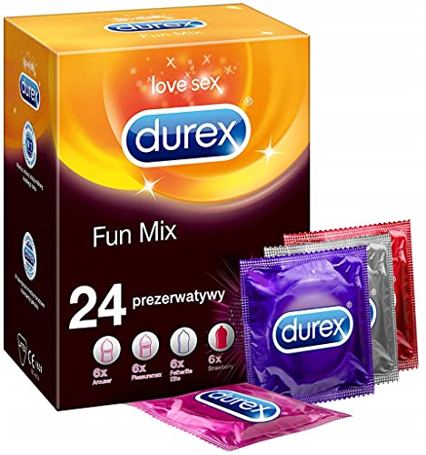 Durex Fun Mix Preservativos – Surtido de variedades para una emocionante diversidad – Prevención que es divertida – Paquete grande de 24