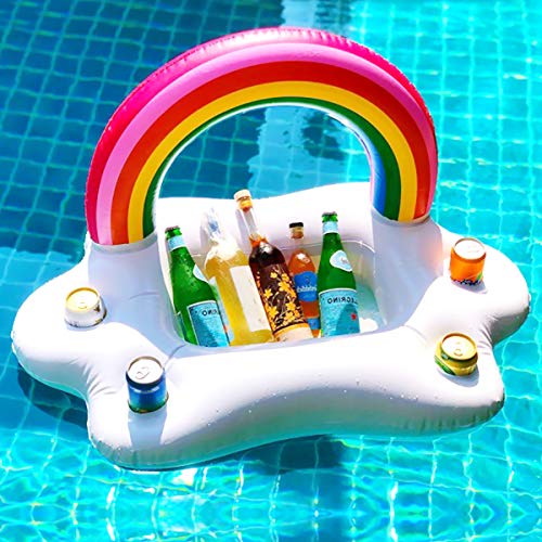 CestMall Inflable Arco Iris Nube Holder Bebida Flotante Ensalada Ensalada Fruta Bar Piscina Flotante Fiesta Verano Playa Lata de Cerveza Botella Botella Cerveza Juguetes de natación for Adultos Niños