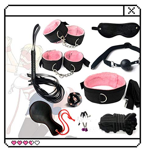 10 piezas conjunto de la felpa, nylon, accesorios de vestir de la novedad, rosa y negro