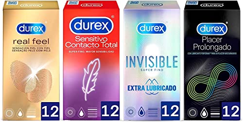 Durex REAL FEEL PRESERVATIVOS 4 X 12 UDS SIN LÁTEX: Preservativos sin látex con una tecnología para proporcionar una mayor sensación de piel con piel. Anchura nominal de 56mm