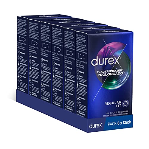 Durex Preservativos Placer Prolongado con Efecto Retardante Eyaculación, 6x12 condones