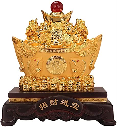 Esculturas HMLIFE Chino Lingotes de Oro Cornucopia Decoración Sala de Estar Oficina Feng Shui Lucky Crafts Tienda Apertura Regalos Significado Atraer más Riqueza (Size : 33 * 27 * 42cm)