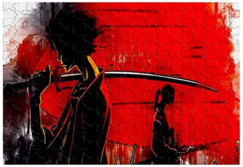 Rompecabezas de Madera para Adultos de 1000 Piezas para el Personaje Principal de la Serie Samurai Champloo Anime (46), también se Puede Usar como decoración de Arte de Pared (No Frames ; 500)