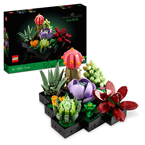 LEGO 10309 Icons Suculentas, Set de 9 Plantas Artificales para Construir, Decoración para Casa, Manualidades para Adultos, Colección Botánica, Regalo para Mujeres y Hombres, Kit de Ramo de Flores