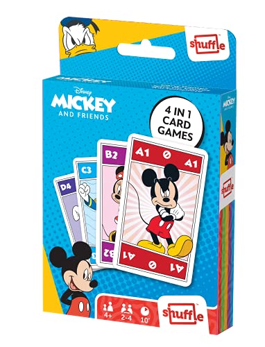 Shuffle Juego de Cartas Fun Mickey y Sus Amigos - Baraja de Cartas con 4 Juegos de Snap, Familias, Parejas y Juego de Acción
