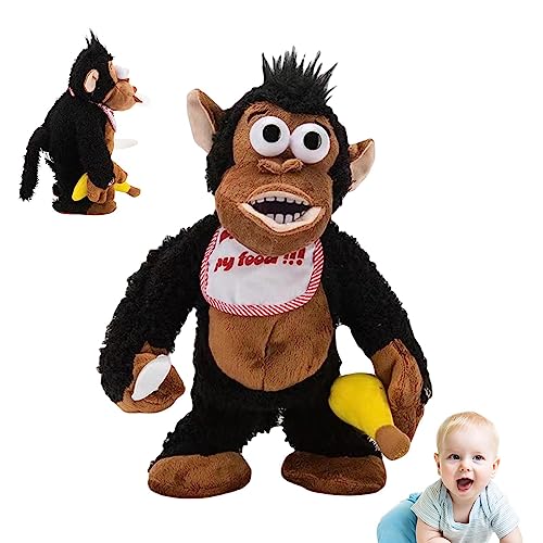Tytlyworth Peluche de orangután, Comer plátano Divertido Juguete antiestrés para Adultos, Mono de Gorila magnético de Peluche con Pilas, Divertido para la Oficina o el hogar