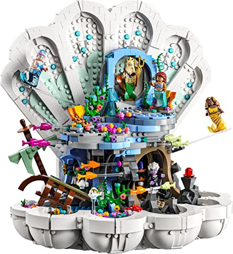 LEGO 43225 Disney Princess La Sirenita Concha de Almeja Real con Figuras de Ariel, Úrsula, Sebastián y Flounder, Decoración para Casa, Regalo para Adultos, jóvenes (Exclusivo de Amazon)