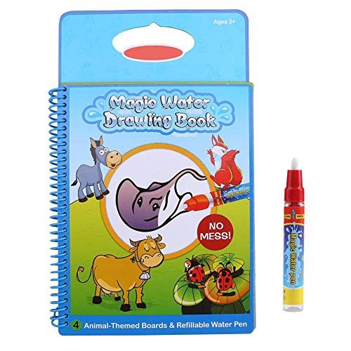 Libro de colorear y pintar de agua para niños, tablero de pintura de libro de dibujo de agua para bebés con bolígrafo, juguetes de aprendizaje reutilizables, el mejor regalo(Patrón animal)