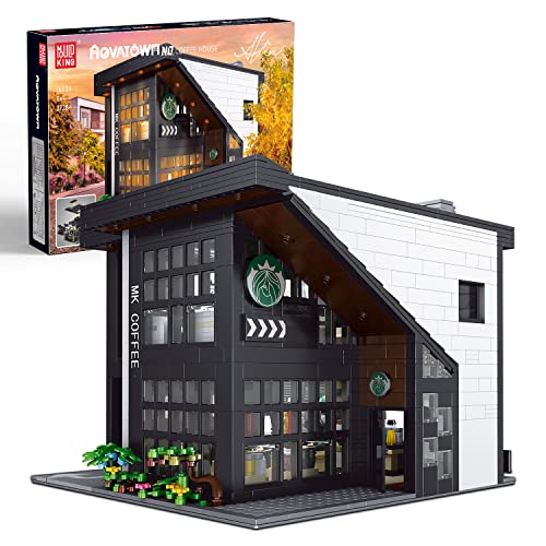 Mould King Juegos de construcción de café de Juguete con Luces LED,Street View Collectible House Models Kit de construcción para Adultos y niños Mayores de 14 años(2728 Piezas)