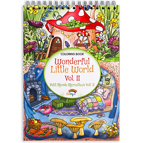 Colorya Libros para Colorear Adultos - A4 - Wonderful Little World Vol. II Libro para Pintar Adultos - Papel de Calidad, Impresión a una Cara, Espiralado - Pasatiempo Antiestrés para Adultos